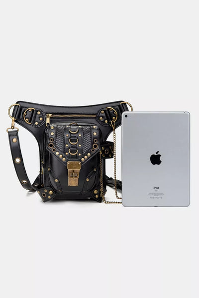 Steampunk Rivet Decor Multipurpose Crossbody Bag - Fashions Envy