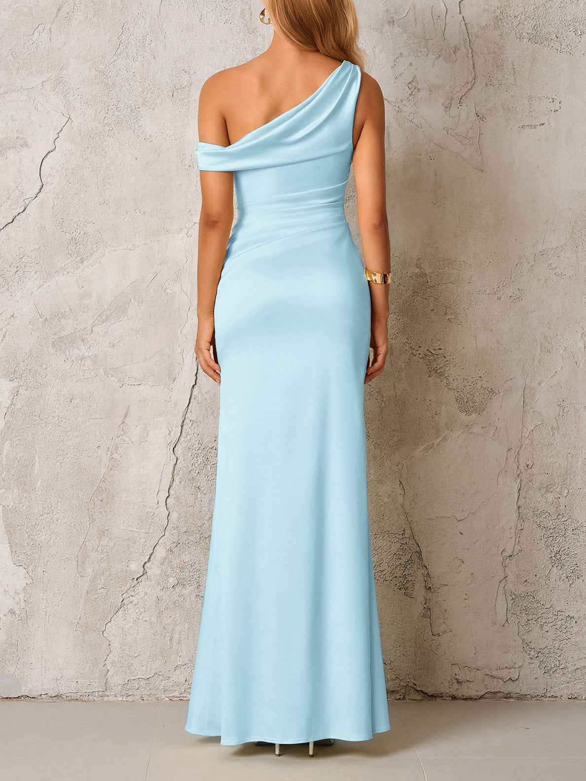 Slant-shoulder Figure-hugging Maxi Dress - Slimming Sexy And Elegant