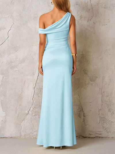 Slant-shoulder Figure-hugging Maxi Dress - Slimming Sexy And Elegant