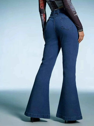 Bow-Tie High-Waisted Flare Jeans