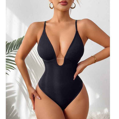 Deep V Corset Bodysuit - Sculpting Shapewear - Fashions Envy