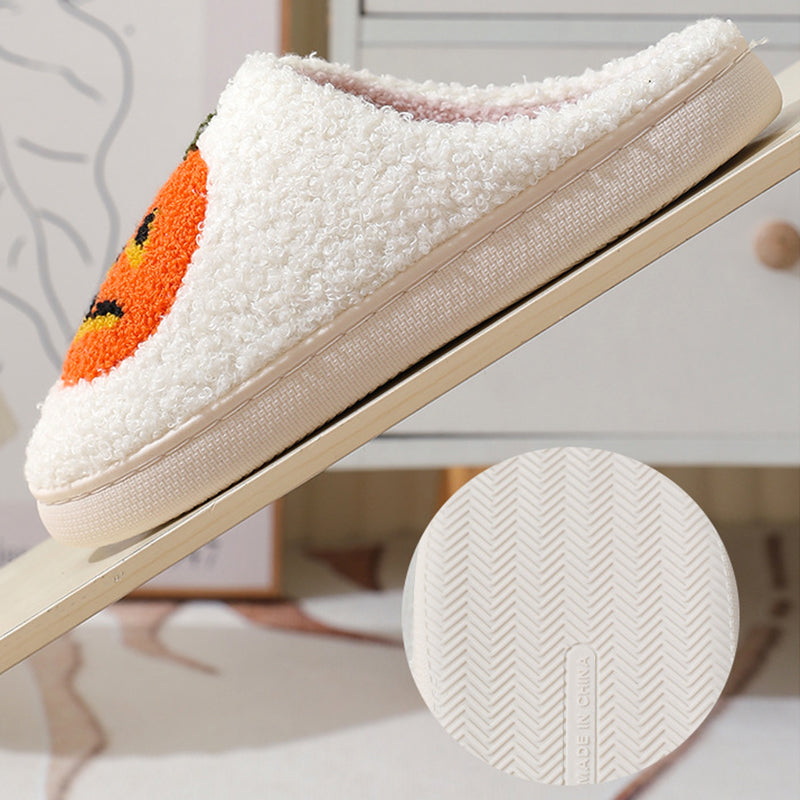 Pumpkin Slippers - Halloween Cartoon Plush House Shoes