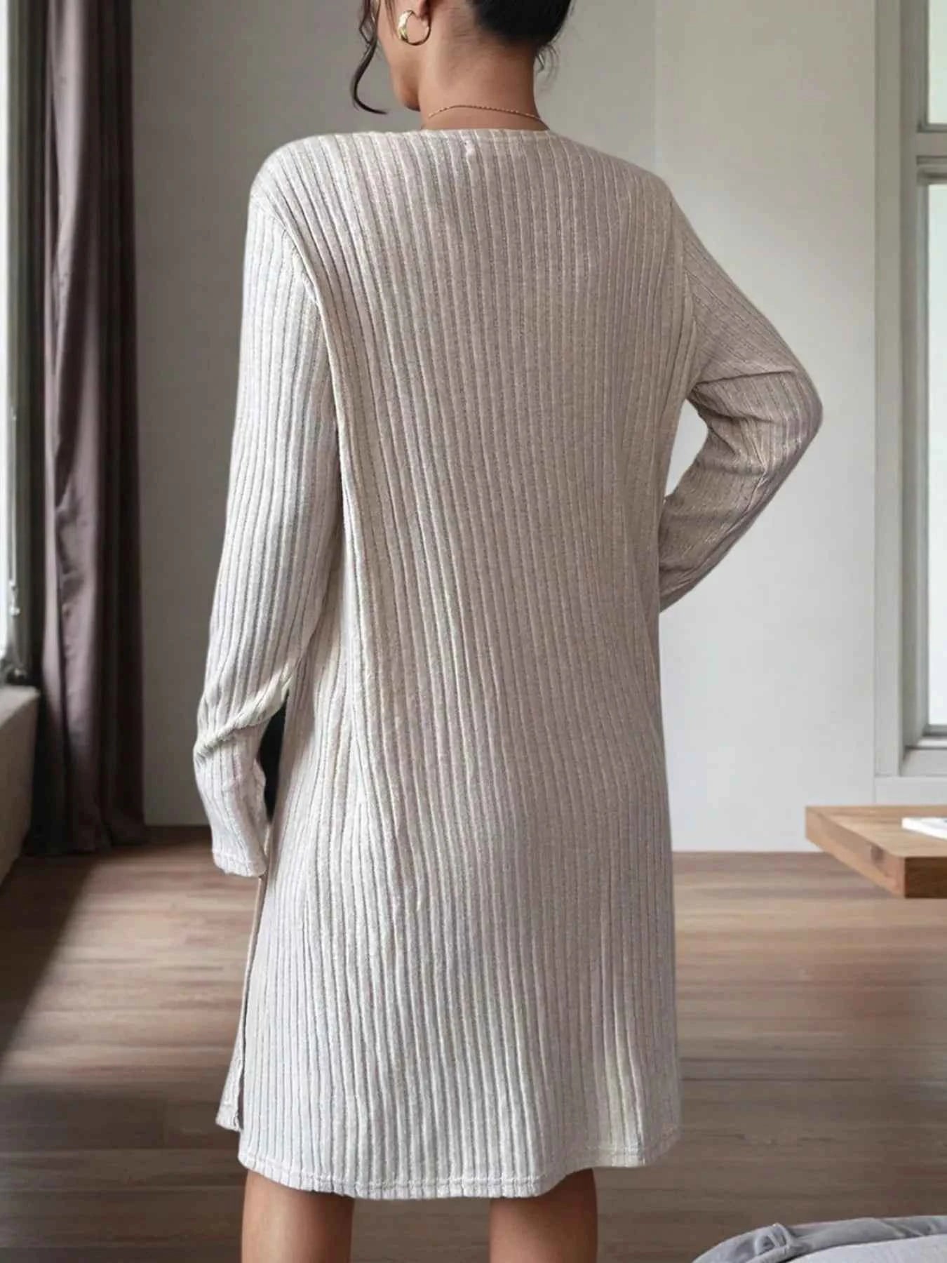 Ribbed Knit Tank Dress and Cardigan Set