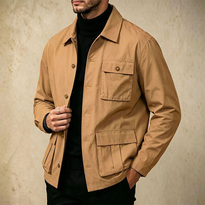 Cross-border Foreign Trade Wholesale Autumn New Men's Jacket Large Size Lapel Multi-pocket Trend All-match Work Coat Men