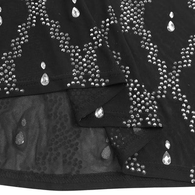 Black Off-Shoulder Sequin Mesh Maxi Gown - Diamond Lattice Crystal Skirt