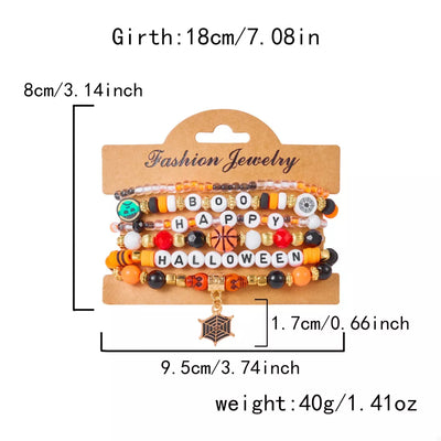 6 Piece Halloween Letter Beaded Bracelet - Fashions Envy