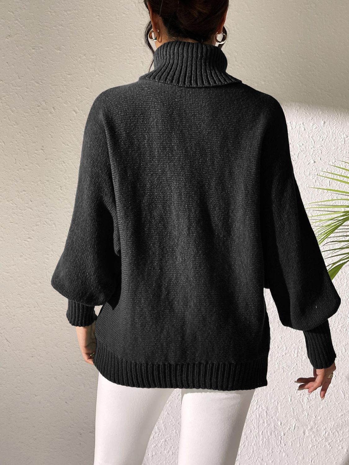 Lip Turtleneck Long Sleeve Sweater - Fashions Envy