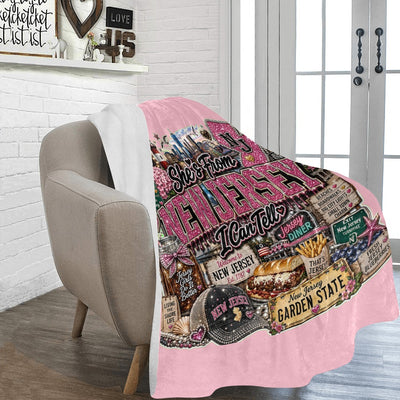 Pink She's From New Jersey Fleece Blanket 60x80 - Shore Life