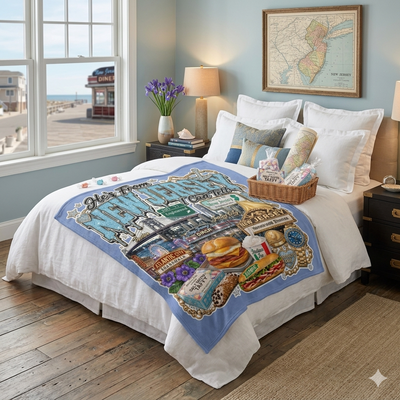 Cornflower Blue He's From New Jersey Fleece Blanket 60x80