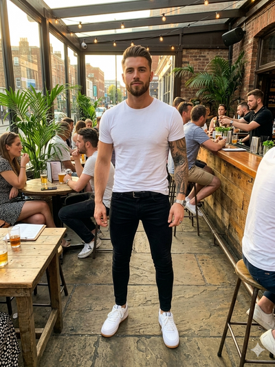 Stretch Skinny Jeans for Men - Mid Rise Tapered Slim Fit Denim