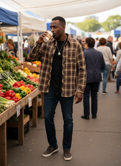 Plaid Button Up Shirt Men - Oversized Casual Fit - Fashions Envy