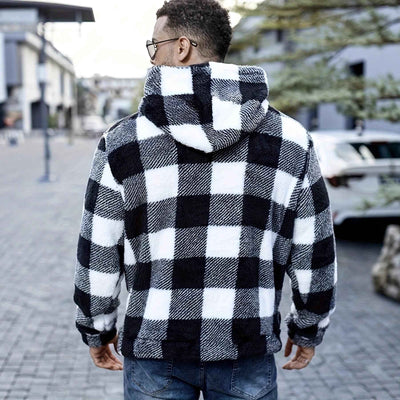 Buffalo Plaid Sherpa Hoodie - Cozy Fleece Pullover - Fashions Envy