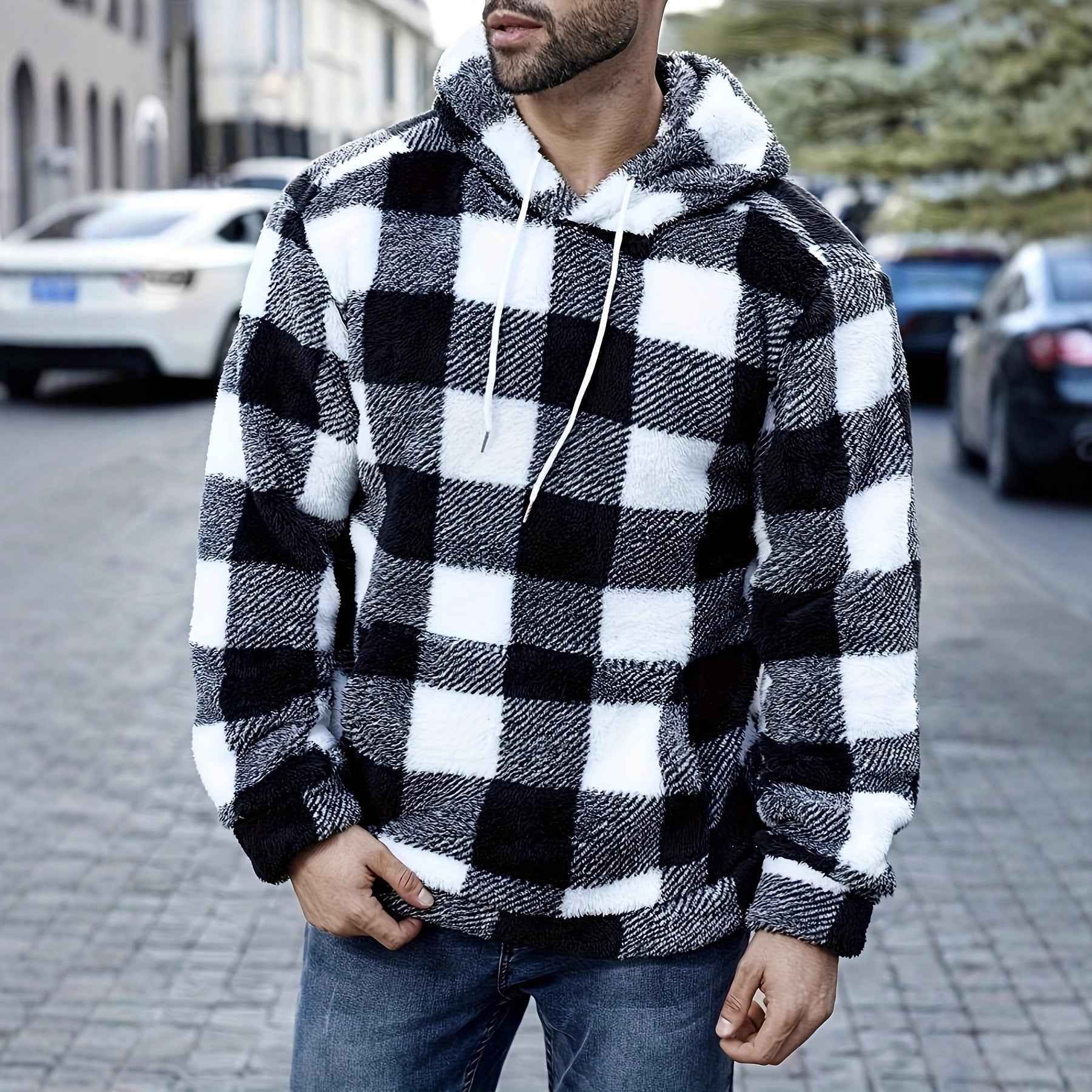 Buffalo Plaid Sherpa Hoodie - Cozy Fleece Pullover - Fashions Envy