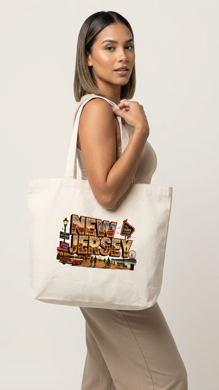 Vintage New Jersey Boardwalk Heavyweight Canvas Bag — Jumbo 25L Beach Tote