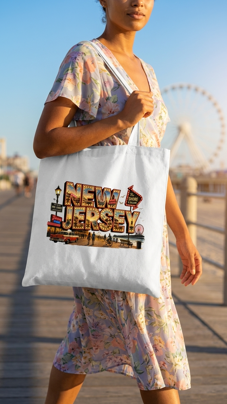 Vintage New Jersey Boardwalk Heavyweight Canvas Bag — Jumbo 25L Beach Tote