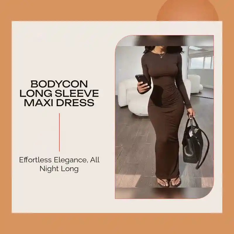 Bodycon Long Sleeve Maxi Dress by@Outfy