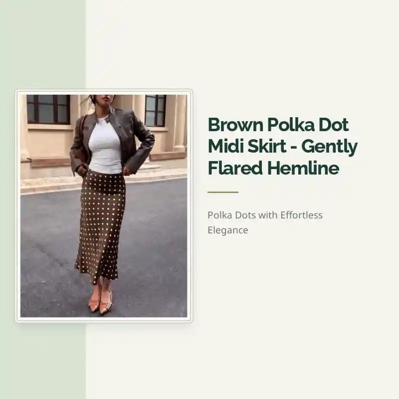 Brown Polka Dot Midi Skirt - Gently Flared Hemline by@Outfy