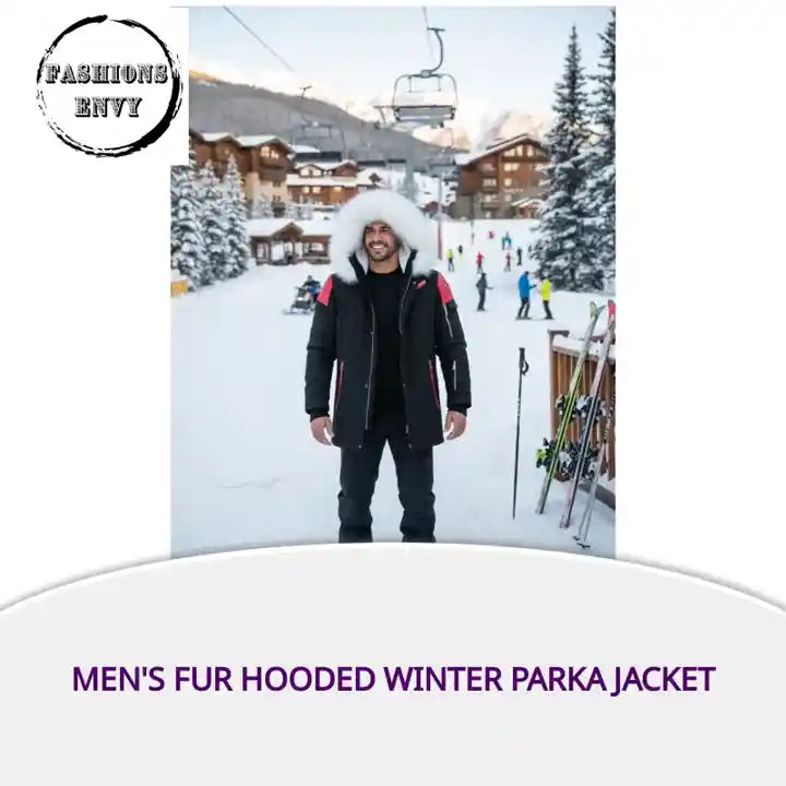 Men's Fur Hooded Winter Parka Jacket by@Outfy