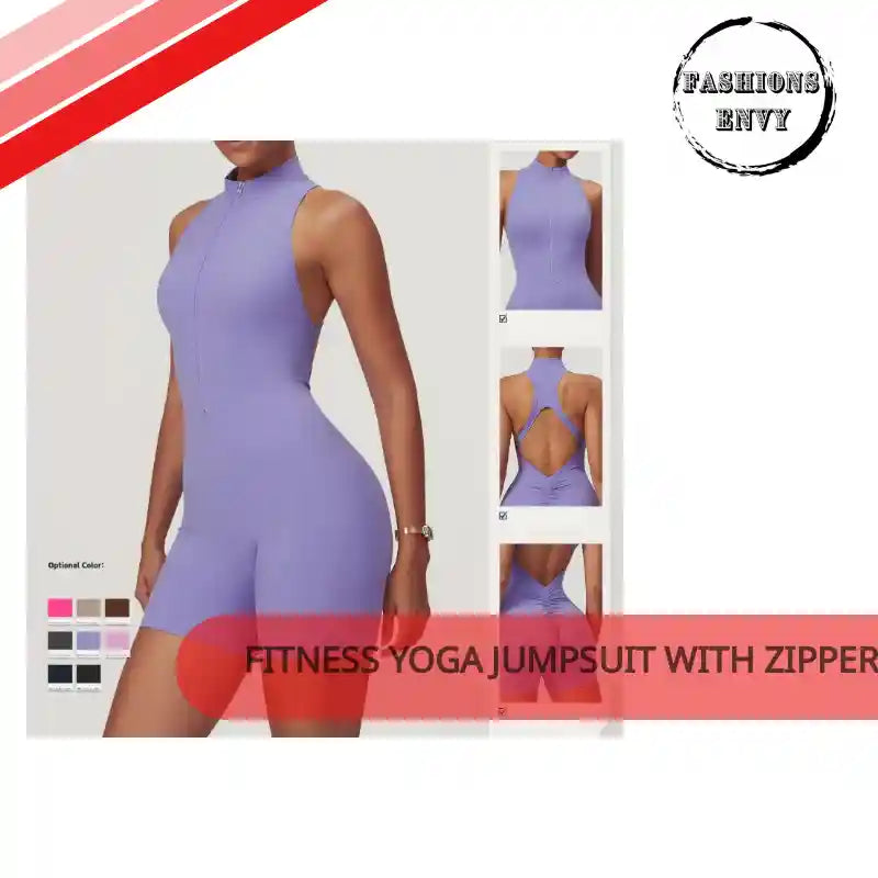 Half-Zip Backless Romper - Butt-Lift Technology by@Outfy