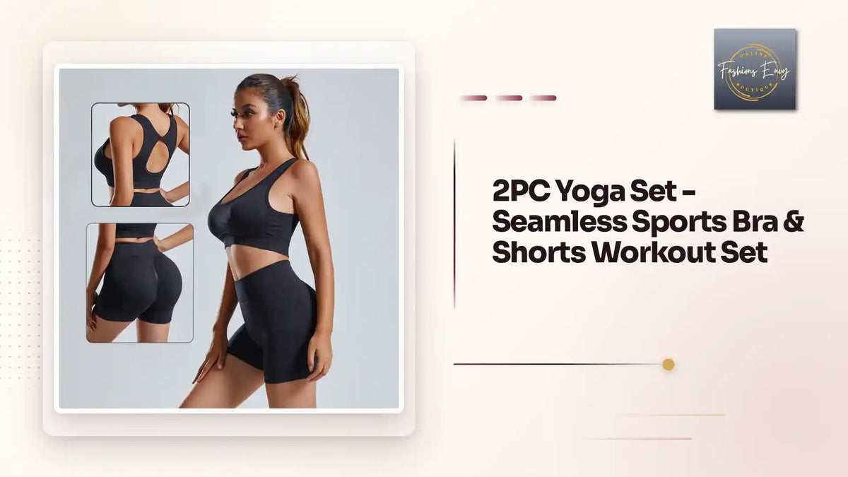2PC Yoga Set - Seamless Sports Bra &amp; Shorts Workout Set by@Outfy