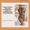 Tiger Stripe Halter Lingerie Set - Lace-Up Garter and Thigh Bands by@Outfy