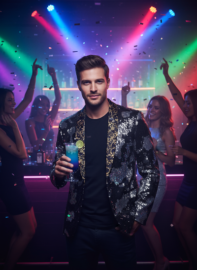Sequin blazer at nightclub