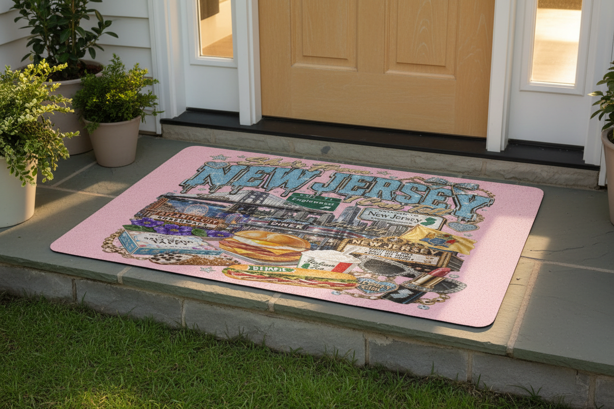 She's From New Jersey Doormat Angled Down Shot