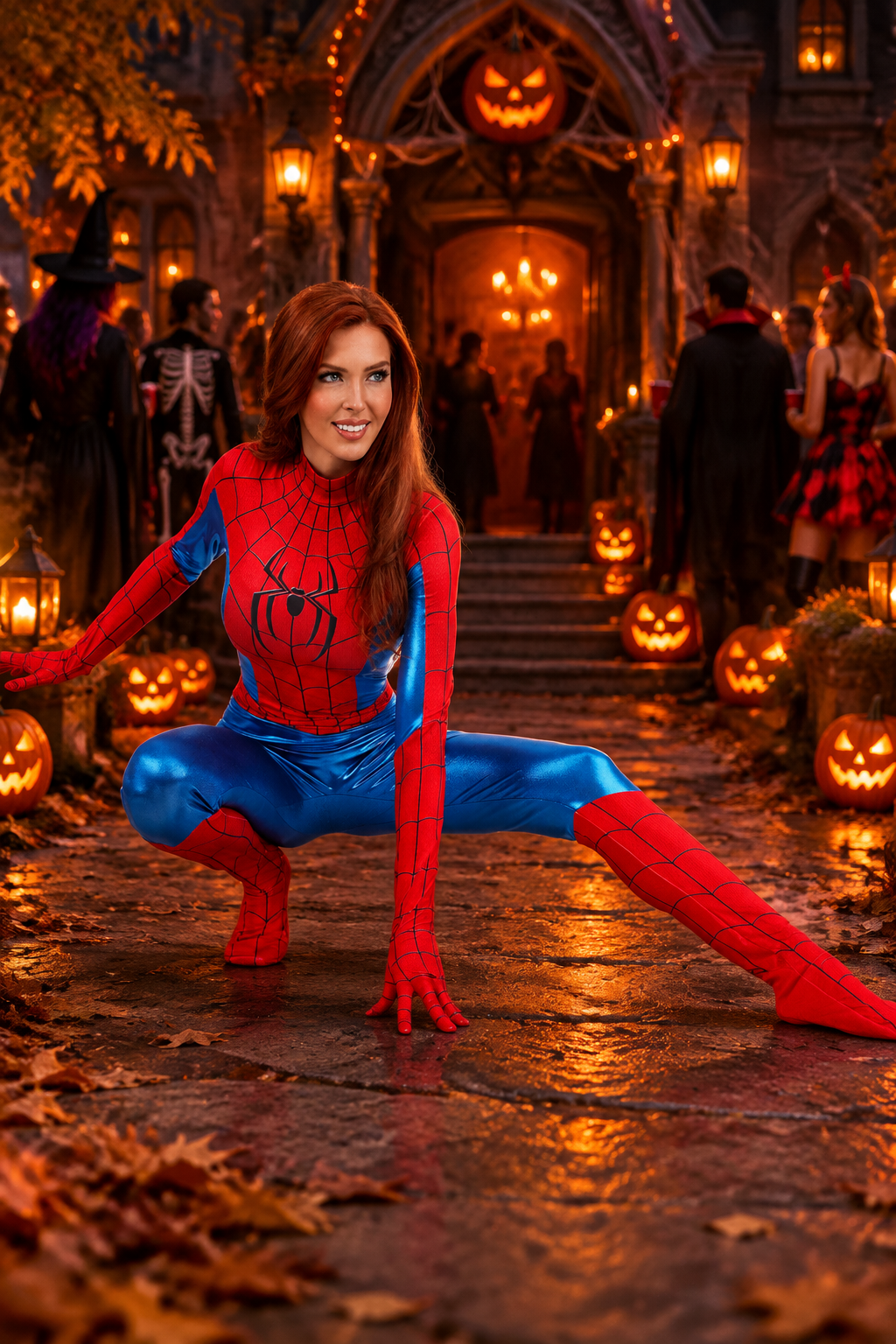 Slot 3 costume at a Halloween haunted-house entrance