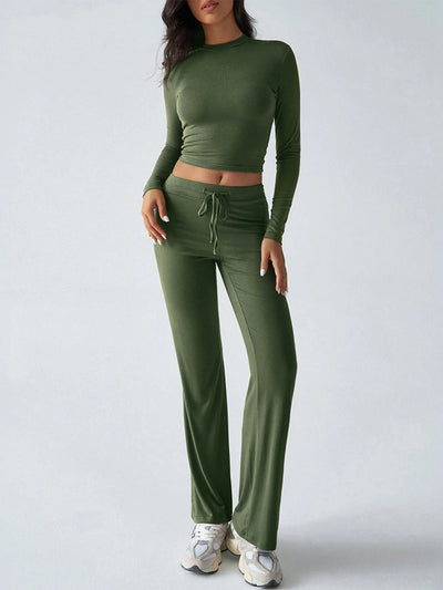 Trendsi Olive Green Top and Pant Set for Comfortable and Stylish Loungewear