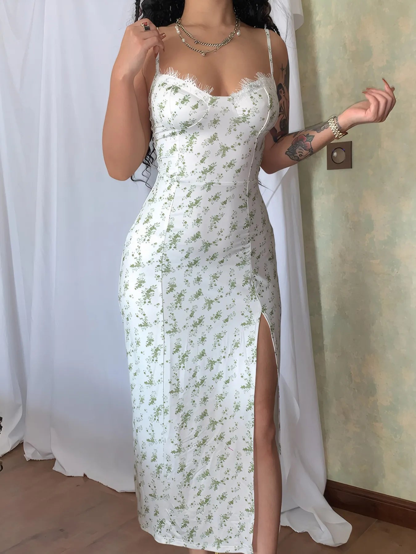 Boho Chic Split Print Cami Dress for Casual Days - Fashions Envy